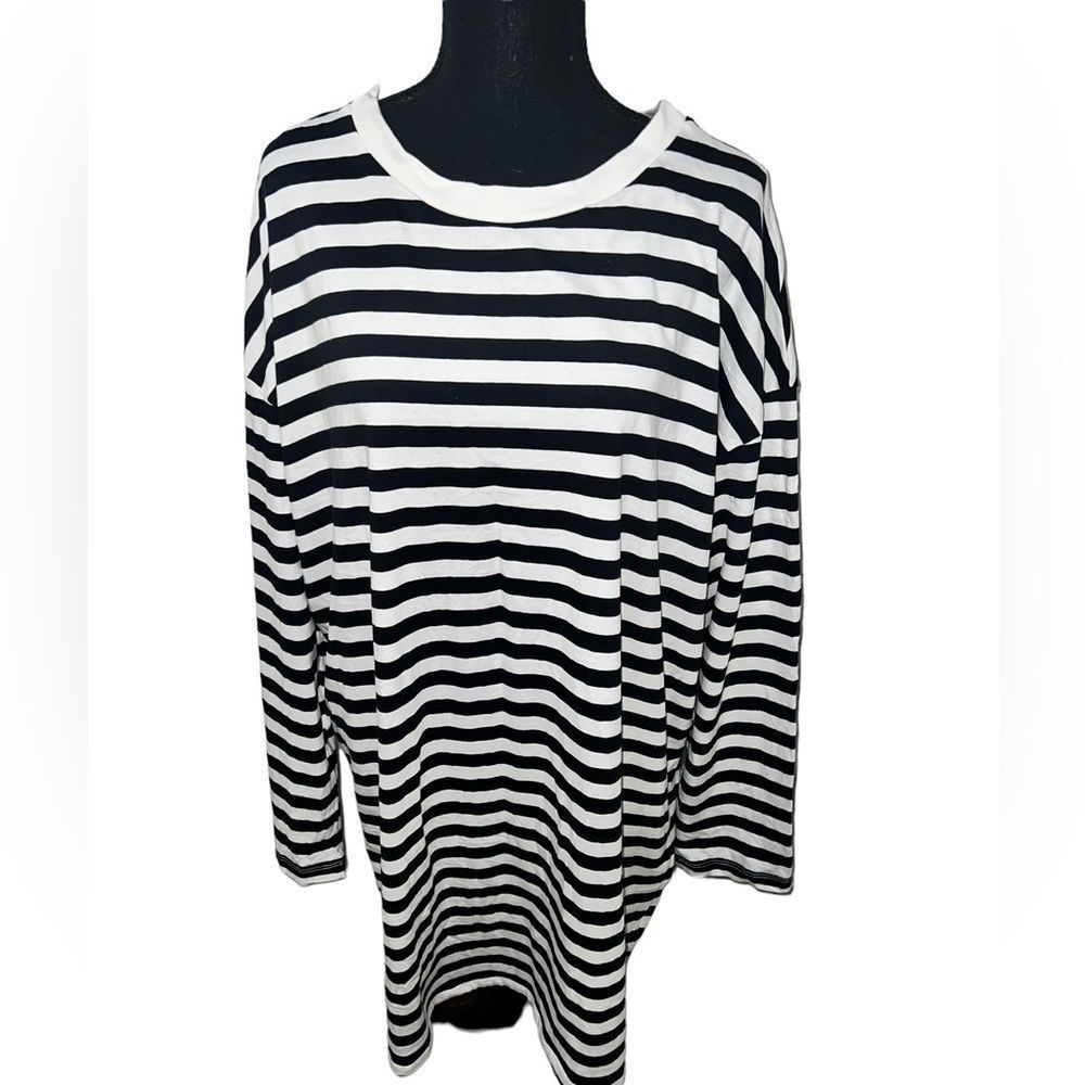 H&M Black and White Striped Midi Dress